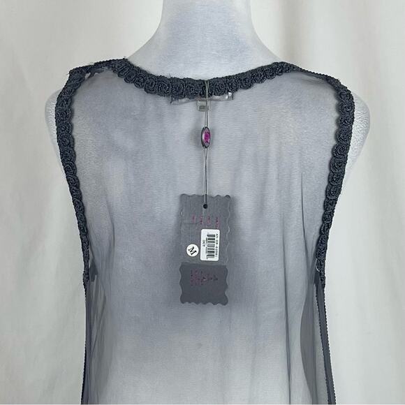 Pretty Angel Gray Lace Sheer Embroidered Fairy Whimsical Tunic Top NWT Size M - Picture 5 of 10